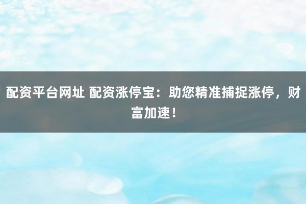 配资平台网址 配资涨停宝：助您精准捕捉涨停，财富加速！