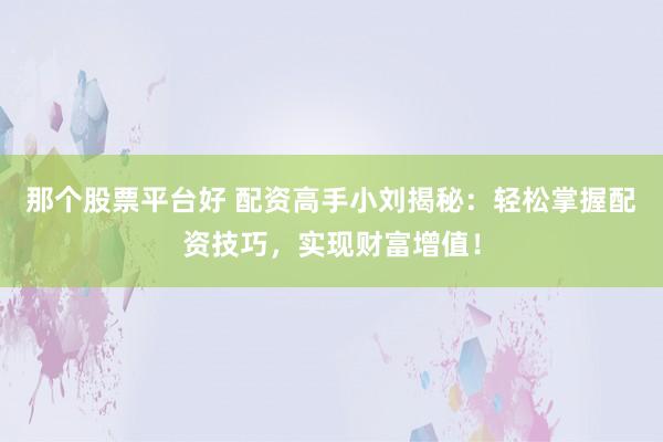 那个股票平台好 配资高手小刘揭秘：轻松掌握配资技巧，实现财富增值！