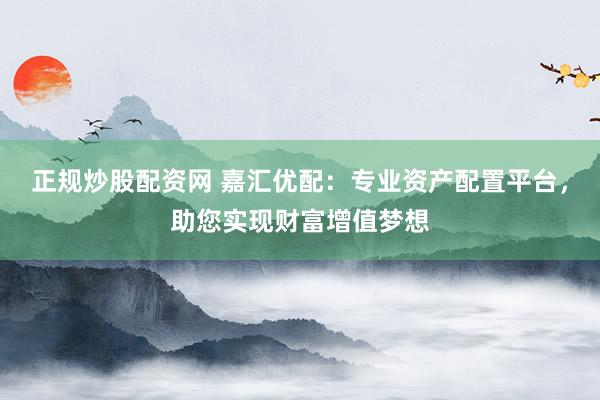 正规炒股配资网 嘉汇优配：专业资产配置平台，助您实现财富增值梦想