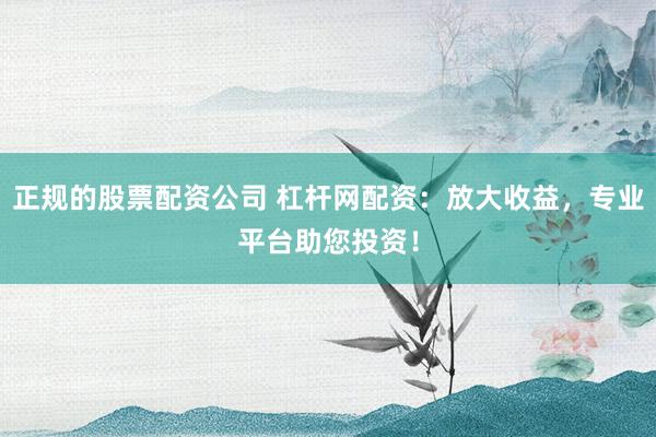 正规的股票配资公司 杠杆网配资：放大收益，专业平台助您投资！