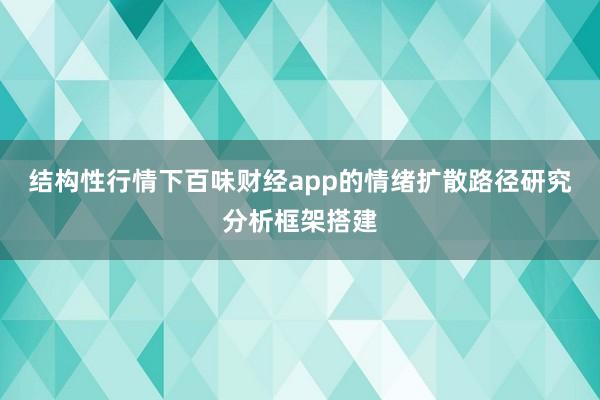 结构性行情下百味财经app的情绪扩散路径研究分析框架搭建