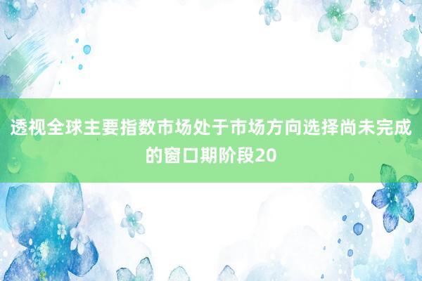 透视全球主要指数市场处于市场方向选择尚未完成的窗口期阶段20